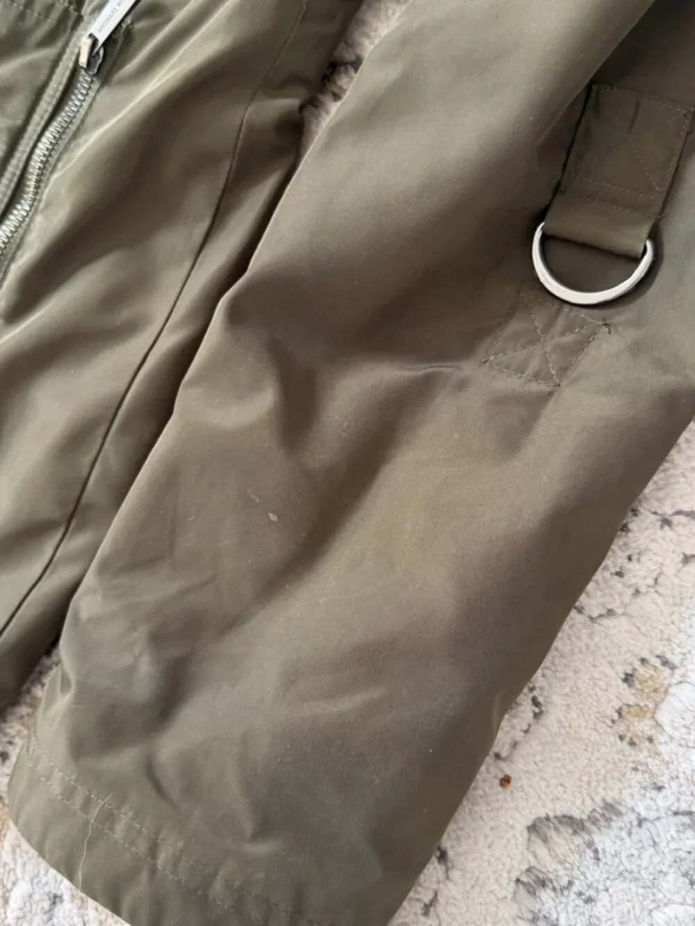 Michael Kors Olive Green Hooded Anorak Rain Jacket